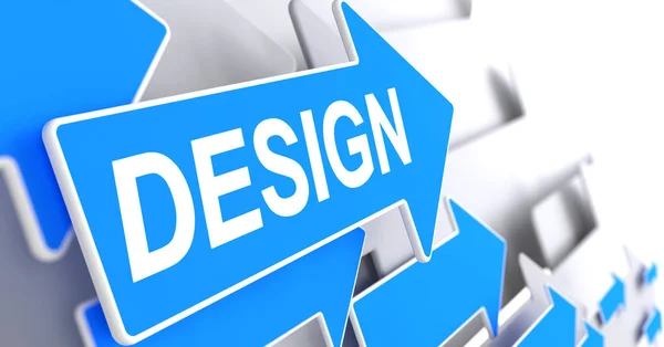 Design - Etikett auf dem blauen Zeiger. 3d. — Stockfoto