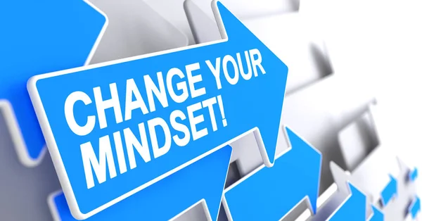Cambiar su mentalidad - Texto en el puntero azul. 3D . — Foto de Stock