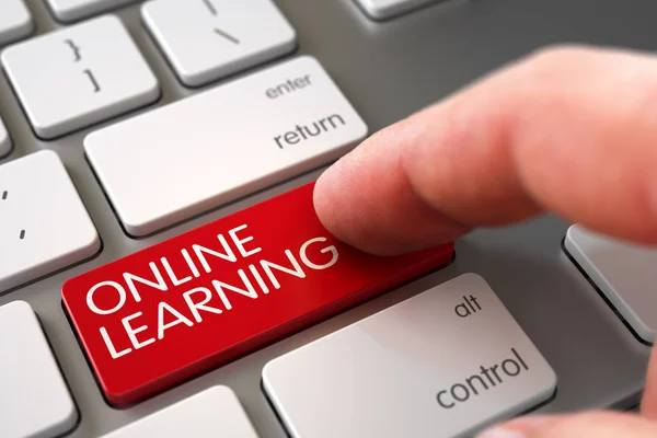 Online tanulás - billentyűzet kulcs fogalom. 3D. — Stock Fotó