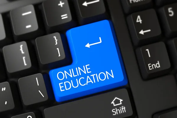 Online onderwijs - knop van de Computer. 3D. — Stockfoto