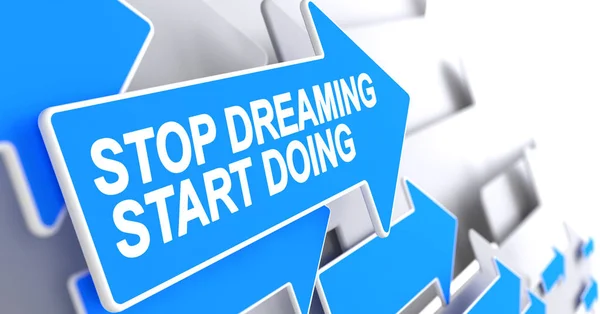 Komunikat na niebieski kursor Dreaming robi Start - Stop. 3D. — Zdjęcie stockowe