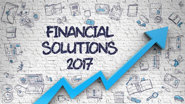 Solutions financières 2017 dessinées sur un mur de briques . — Photo