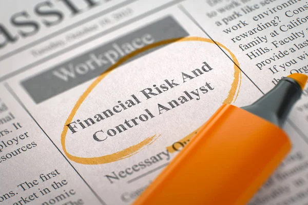 Nu anställa finansiell Risk och kontroll analytiker. 3D. — Stockfoto