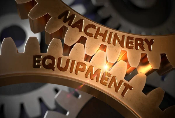 Machinery Equipment on Golden Gears. 3D Illustration. — Stock Photo, Image