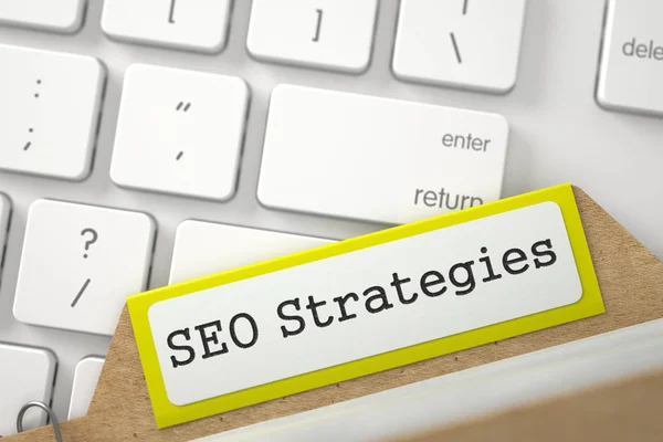 Fichier de carte avec Inscription SEO Strategies. 3D . — Photo