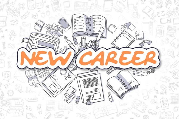 Új karrier - Doodle narancssárga felirat. Üzleti koncepció. — Stock Fotó