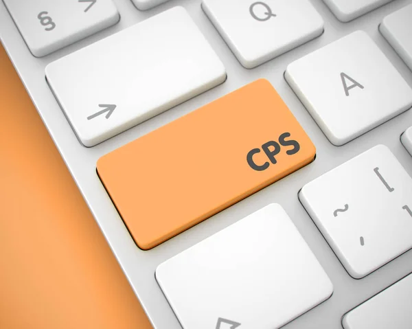 CPS - Inscripción en el botón naranja del teclado. 3D . — Foto de Stock