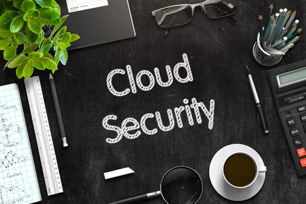 Svart griffeltavla med Cloud Security koncept. 3D-rendering. — Stockfoto