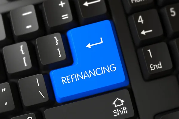 Refinancing CloseUp of Blue Keyboard Keypad. 3D. — Stock Photo, Image