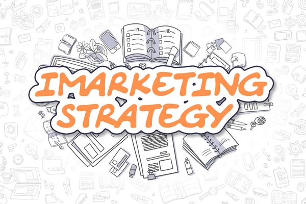 Estrategia de Imarketing - Doodle Orange Word. Concepto de negocio . — Foto de Stock