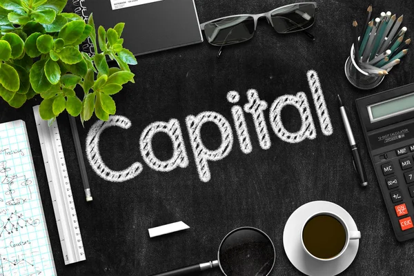 Capital Concept on Black Chalkboard. Renderizado 3D . —  Fotos de Stock