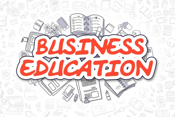 Business Education - Doodle Red Text. Business Concept.