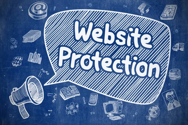 Proteção do site - Ilustração doodle no Chalkboard azul . — Fotografia de Stock