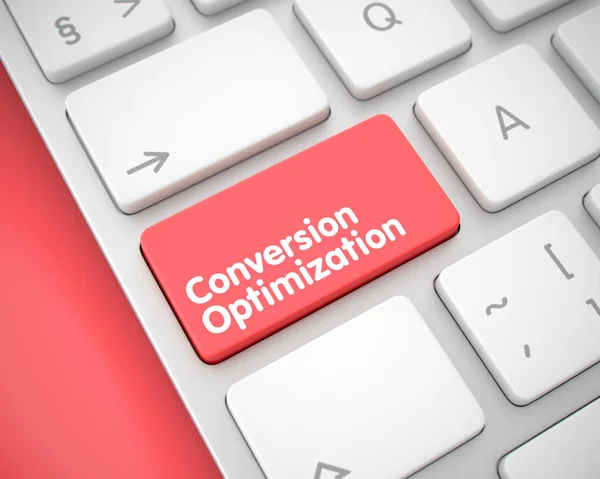 Optimización de conversión - Inscripción en el botón rojo del teclado. 3D — Foto de Stock