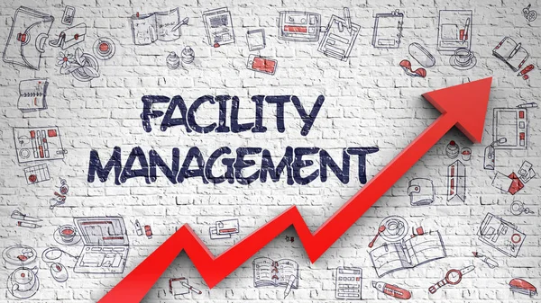 Facility Management getrokken op witte bakstenen muur. — Stockfoto