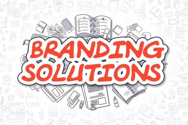 Branding Solutions - Doodle Red Text. Business Concept.