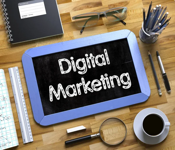 Marketing digitale su piccola lavagna. 3D . — Foto Stock