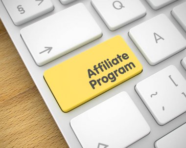 Ortaklık programı - sarı klavye anahtar mesaj. 3D.