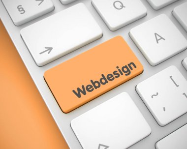 Webdesign - turuncu klavye tuş takımı üzerinde yazıt. 3D.