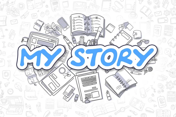 My Story - Doodle Blue Inscription (en inglés). Concepto de negocio . —  Fotos de Stock