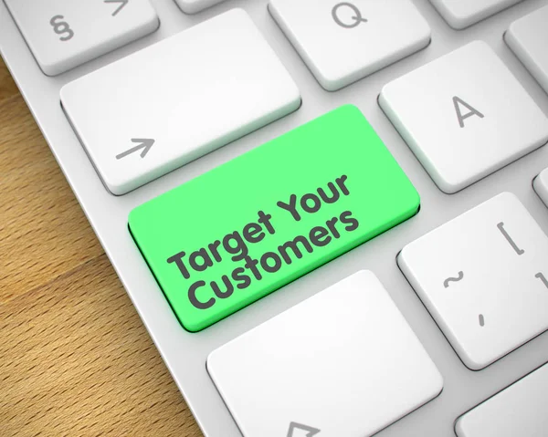 Target Your Customers - Text on Green Keyboard Button. 3D. — Stock Photo, Image