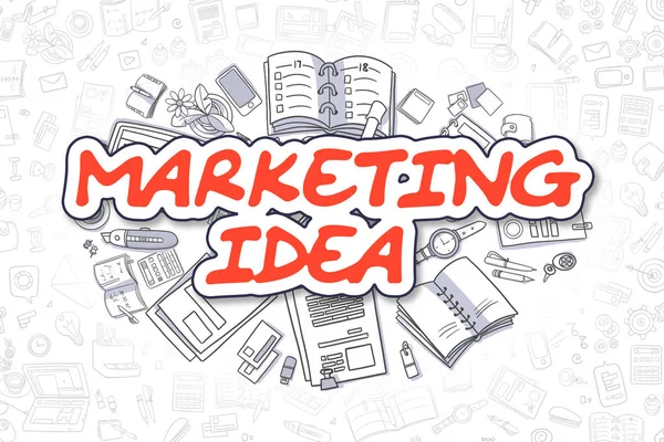 Marketingová Idea - kreslené červený Text. Obchodní koncept. — Stock fotografie