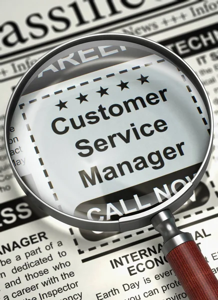 Job Opening Customer Service Manager. 3D. — Stockfoto