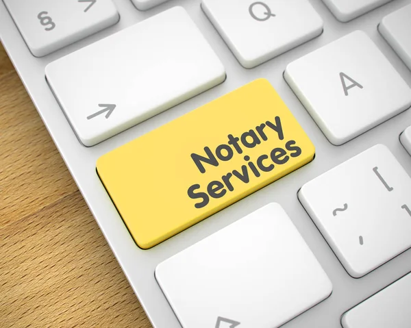 Servicios notariales - Texto en el botón amarillo del teclado. 3D . —  Fotos de Stock