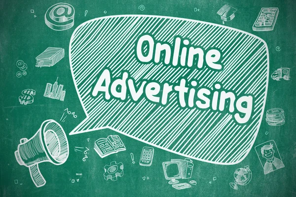 Online Advertising - Doodle Illustration on Blue Chalkboard. — Stock Photo, Image