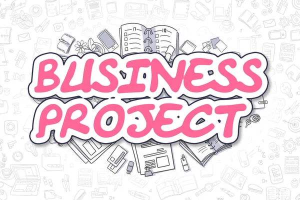 Business Project Doodle Magenta Text (en inglés). Concepto de negocio . — Foto de Stock