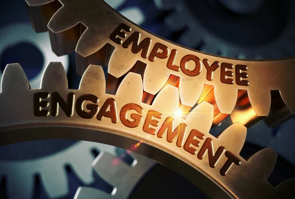Employee Engagement Concept. Golden Gears. 3D Illustration. — Stock Photo, Image