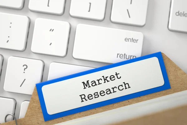 Index Card with Market Research. 3d. —  Fotos de Stock