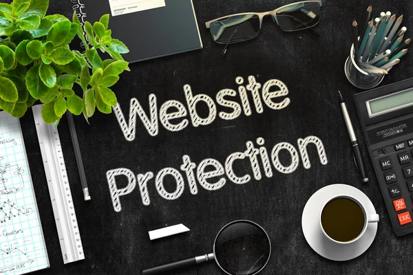 Website Protection a fekete Palatábla. 3D-leképezés. — Stock Fotó