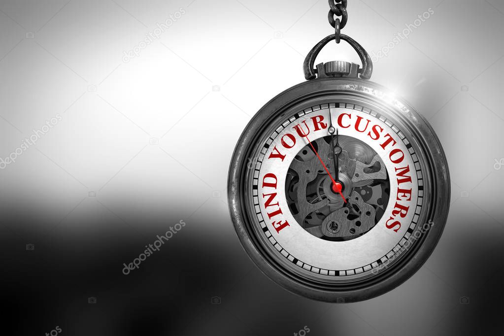 Find Your Customers on Pocket Watch. 3D Illustration.