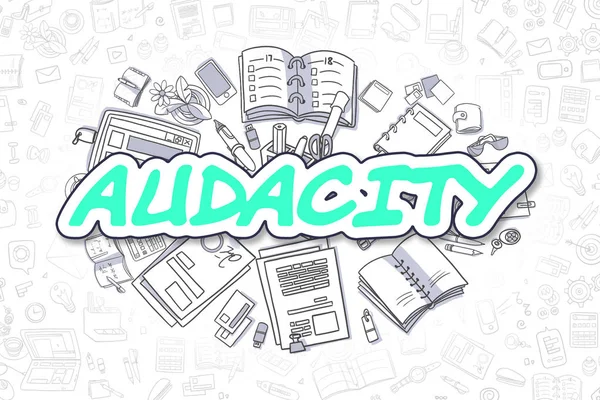 Audacity - Doodle grön Text. Affärsidé. — Stockfoto