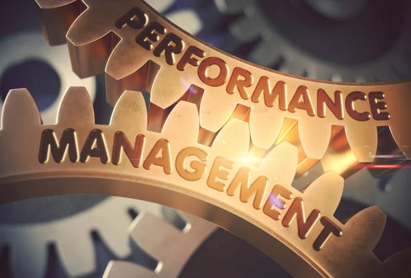 Performance Management on the Golden Gears (em inglês). Ilustração 3D . — Fotografia de Stock