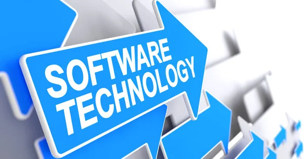Tecnologia del software - Iscrizione su puntatore blu. 3D . — Foto Stock