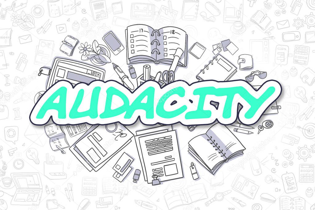 Audacity - Doodle Green Text. Business Concept.