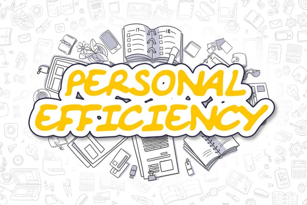 Eficiencia personal - Doodle Yellow Text. Concepto de negocio . — Foto de Stock