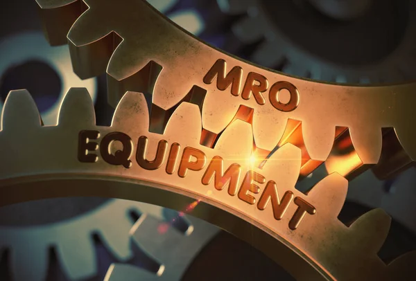 MRO utrustning på de gyllene kugghjul. 3D illustration. — Stockfoto