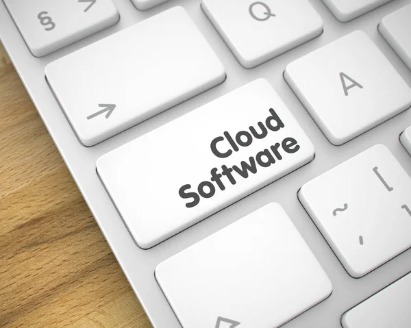 Cloud Software - Mesaj pe cheia tastaturii albe. 3D . — Fotografie, imagine de stoc