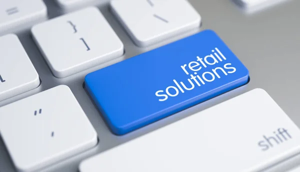 Retail-oplossingen - inscriptie op blauwe toetsenbord knop. 3D. — Stockfoto