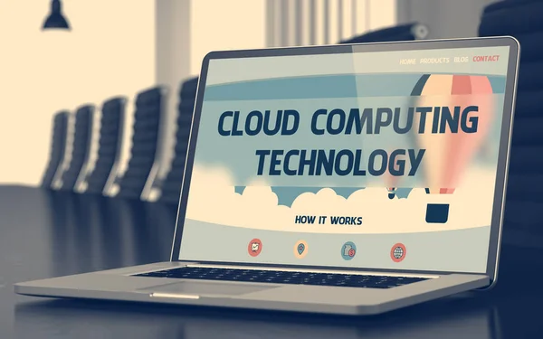 Technologii Cloud Computing - na ekranie laptopa. Zbliżenie. 3D. — Zdjęcie stockowe