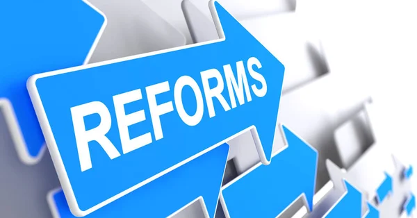 Reformok - a kék mutató üzenet. 3D. — Stock Fotó