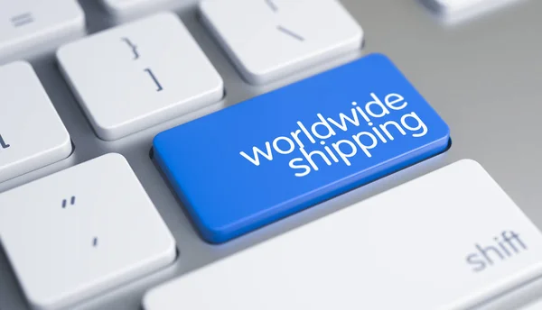 Worldwide Shipping - Caption on the Blue Keyboard Keypad. 3D. — Stock Photo, Image