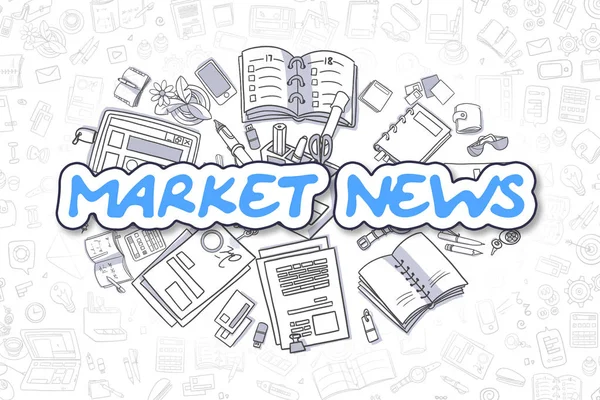 Market News - Doodle Blue Inscription. Business Concept. — Stock Photo, Image