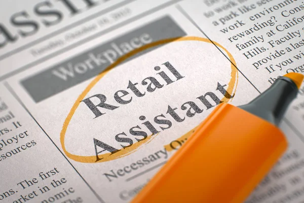 Jobb öppning Retail Assistant. 3D. — Stockfoto