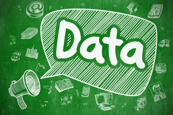 Data - Hand Drawn Illustration on Green Chalkboard. — Stock Photo, Image