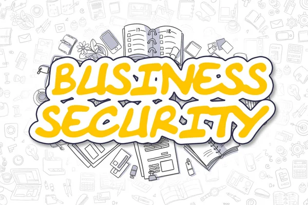 Business Security - Doodle Yellow Word. Business Concept. — Stock Photo, Image