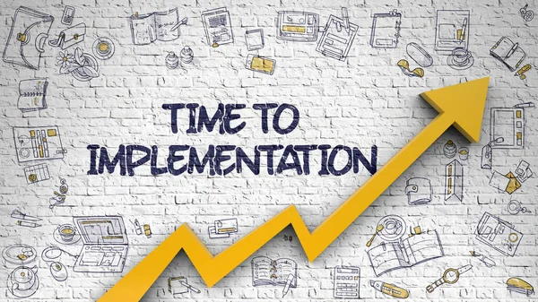 Time To Implementation Drawn on Brick Wall. 3d. — Stock Photo, Image